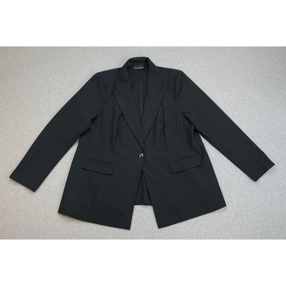 Lane Bryant Blazer Women 20 Black Stretch Peak Lapel One-Button Single Breasted